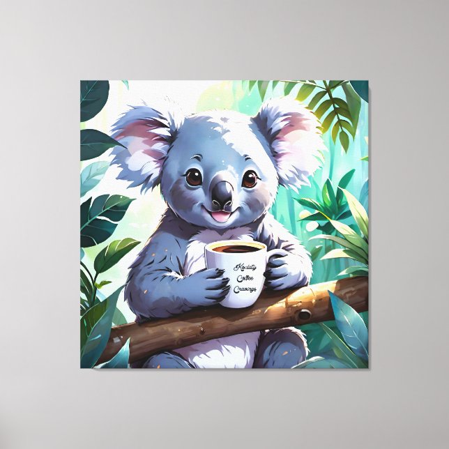 Cosy Jungle Koala Coffee Canvas Print (Front)