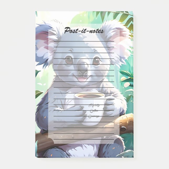 Cosy Jungle Koala Coffee Post-it Notes (Front)