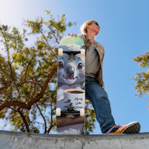 Cosy Jungle Koala Coffee Skateboard