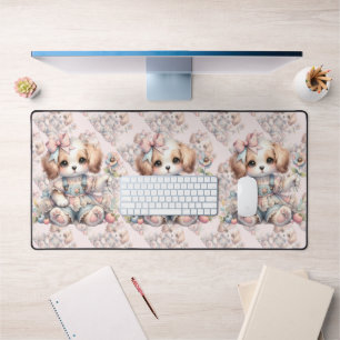 Cosy Kawaii Cottagecore Farmcore Puppy Style Desk Mat