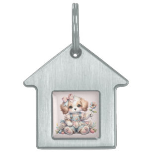 Cosy Kawaii Cottagecore Farmcore Puppy Style Pet ID Tag