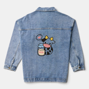 Cosy Kawaii Cow & Milk Jar Denim Jacket