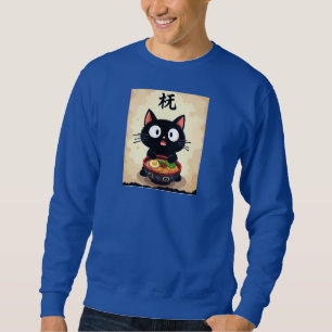 Cosy Kawaii: Cute Black Cat Ramen Sweatshirt