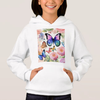 Cosy Kids' Butterfly Print Pullover Hoodie