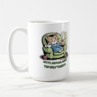Cosy Kitten with Coffee and Cake – Funny Cat Mug