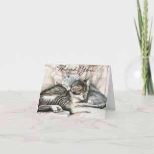 Cosy Kittens Cat Art Thank You Card