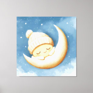 Cosy Knit Nap Cresent Moon Canvas Print