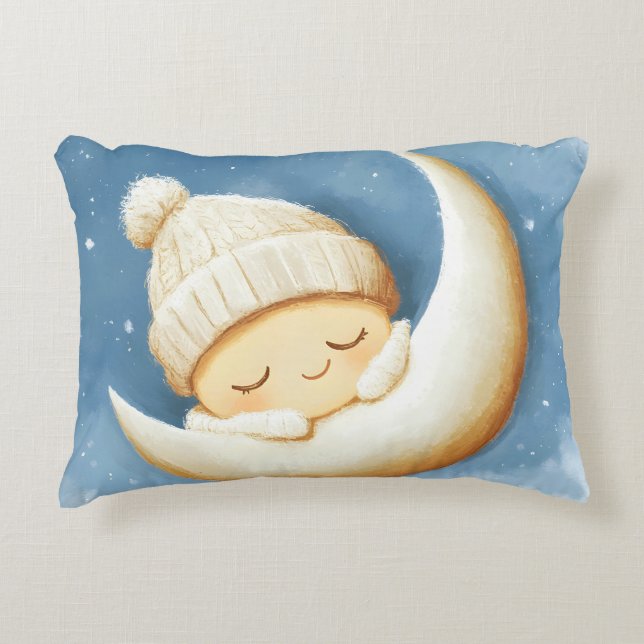 Cosy Knit Nap Cresent Moon Decorative Cushion (Front)