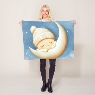 Cosy Knit Nap Cresent Moon Fleece Blanket
