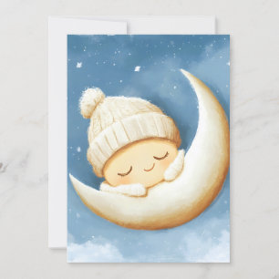 Cosy Knit Nap Cresent Moon Holiday Card