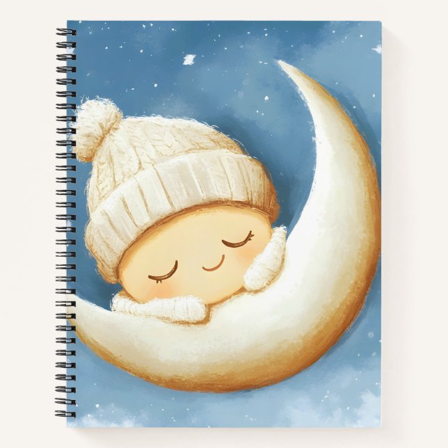Cosy Knit Nap Cresent Moon Notebook (Front)
