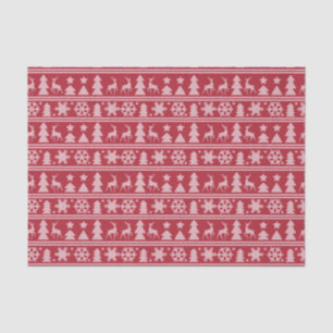 Cosy Knit Red Knitted Sweater Pattern Christmas Tissue Paper
