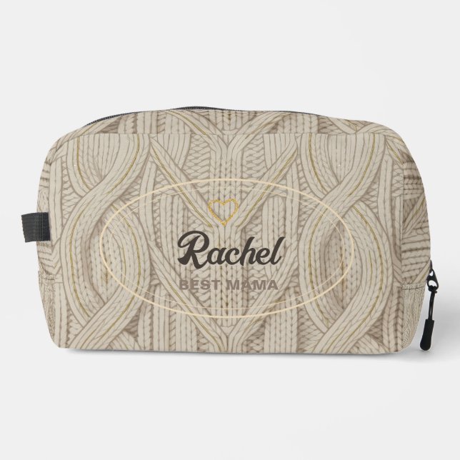 Cosy Knit Style Custom Monogram Makeup Bag (Front)