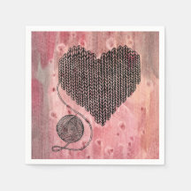 Cosy Knitted Heart and Yarn Ball Watercolor Paper