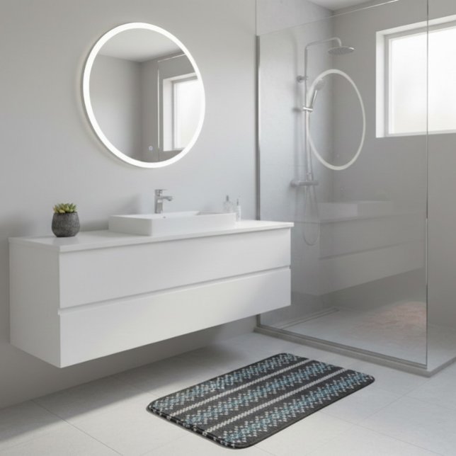 Cosy Knitted Pattern Black and Grey  Bath Mat (Creator Uploaded)