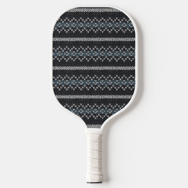 Cosy Knitted Pattern Black and Grey  Pickleball Paddle (Front)
