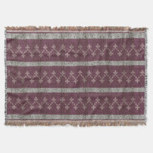 Cosy Knitted Pattern Throw Blanket in Burgundy 