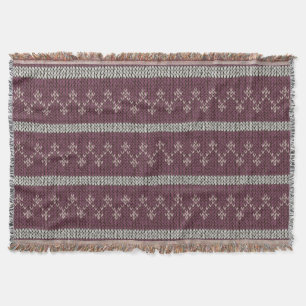 Cosy Knitted Pattern Throw Blanket in Burgundy 
