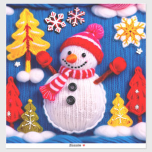 Cosy Knitted Snowman With Red Hat