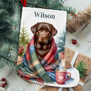 Cosy Labrador Retriever Dog Holiday Chocolate Lab Small Christmas Stocking
