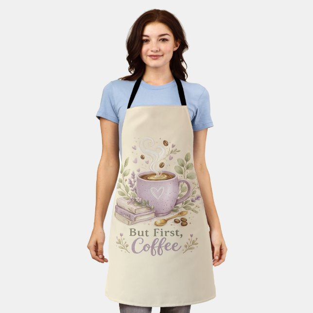 Cosy Lavender Watercolor Coffee Apron (Worn)