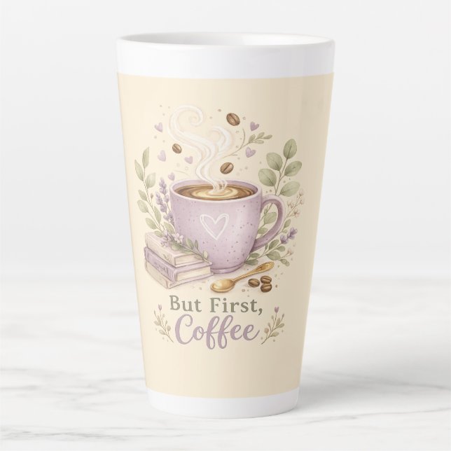Cosy Lavender Watercolor Coffee Latte Mug (Front)