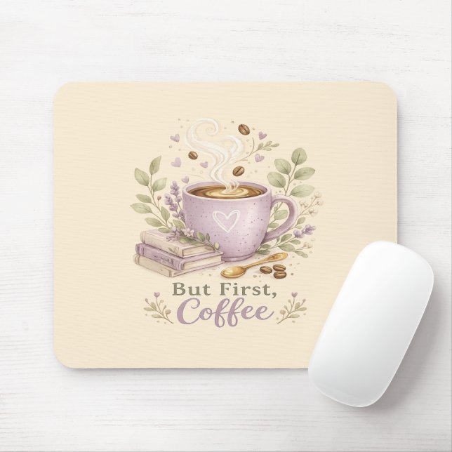 Cosy Lavender Watercolor Coffee Mouse Pad (With Mouse)