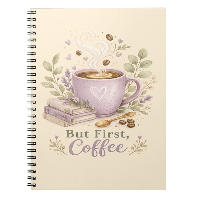 Cosy Lavender Watercolor Coffee Notebook (Front)