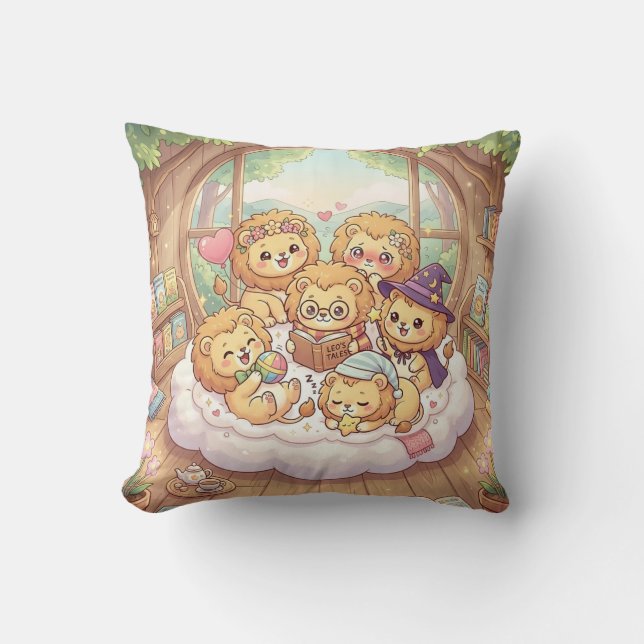 Cosy Lion Storytime Pillow (Front)