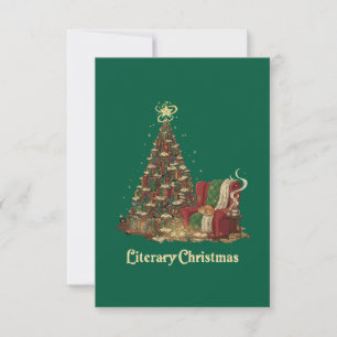 Cosy Literary Christmas Tree of Books   Book Lover Thank You Card