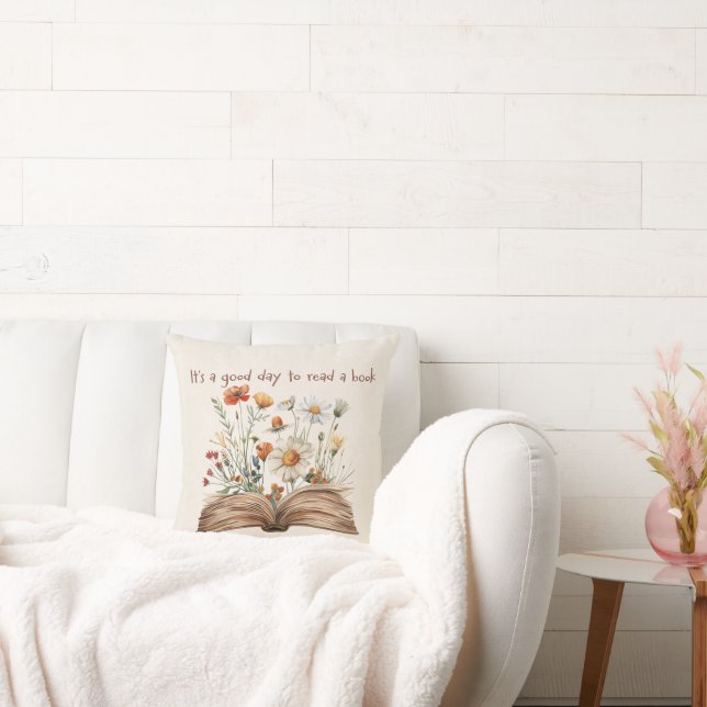 Cosy Literary Garden Throw Pillow for Book Lovers (Couch)