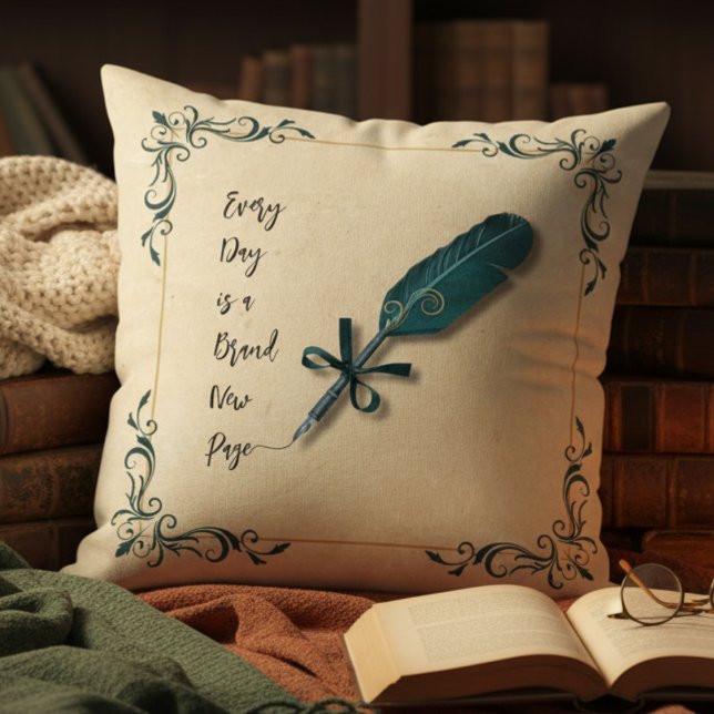 Cosy Literary Quill Script Reading Nook Decor Cushion (Perfect for anyone who loves libraries, antique books, and the aesthetic of classic literature)