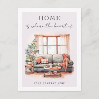 Cosy Living Room Real Estate Farming  Postcard