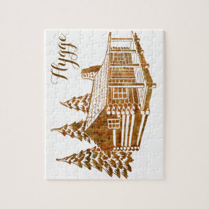 Cosy Log Cabin - Hygge or your own text Jigsaw Puzzle