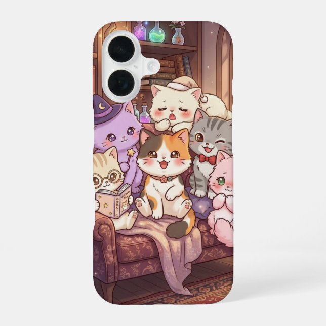 Cosy Magical Cat Friends Phone Case (Back)