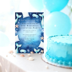 Cosy Mermaid Sleepover Birthday Under the Sea Invitation