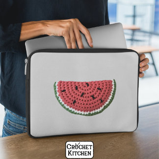 Cosy Minimal Grandma Vibe Crochet Watermelon Fruit Laptop Sleeve
