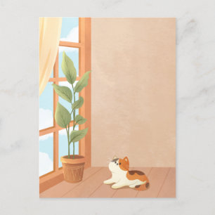 Cosy minimalist cat home  postcard
