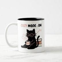 Cosy Mode On Cute Black Cat Coffee Books T-Shirt