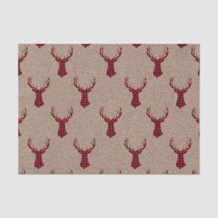 Cosy Modern Deer Kraft Plaid Christmas Tissue Paper