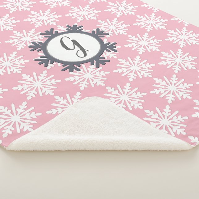 Cosy Monogram Snowflake Sherpa Backed Blanket (3/4)