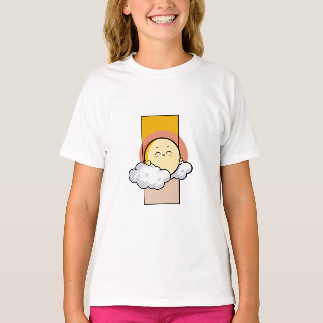 Cosy Moon & Clouds Art Print T-Shirt (Front)