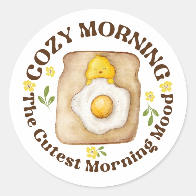 Cosy Morning Classic Round Sticker (Front)