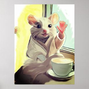 Cosy Morning Mouse Poster – Cute Animal Art 