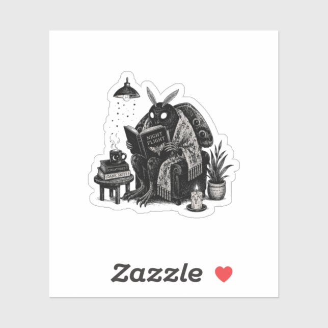 Cosy Mothman Reading Night Flight Cryptid Illustra (Sheet)