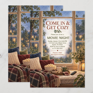 Cosy Movie Night Gathering with Friends Invitation