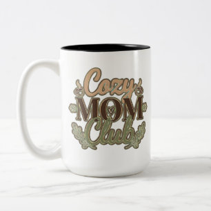 Cosy Mum Club Retro Coffee Lover Design  Two-Tone Coffee Mug