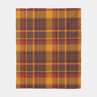 Cosy Mustard Yellow and Rust Tartan Design Fleece Blanket