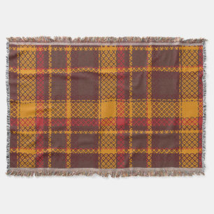 Cosy Mustard Yellow and Rust Tartan Design Throw Blanket