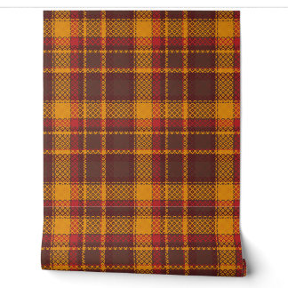 Cosy Mustard Yellow and Rust Tartan Design Wallpaper